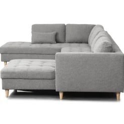 Outlet Nimara Brandy - højrevendt u-sofa i grå med chaiselong - L: 366 x D: 211 x H: 80 cm