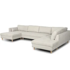 Sale Nimara Brandy - venstrevendt u-sofa i beige med chaiselong - L: 366 x D: 211 x H: 80 cm