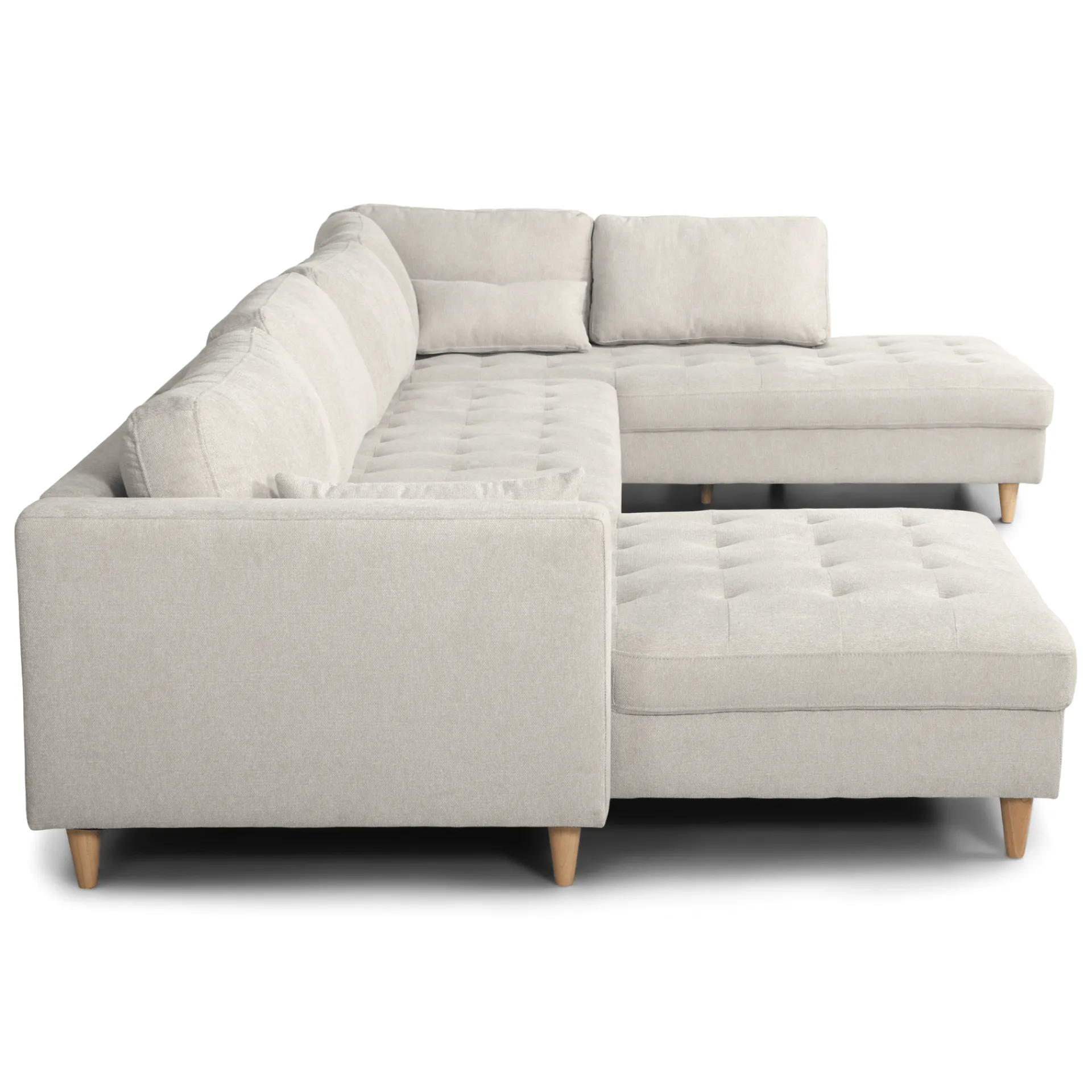 Sale Nimara Brandy - venstrevendt u-sofa i beige med chaiselong - L: 366 x D: 211 x H: 80 cm