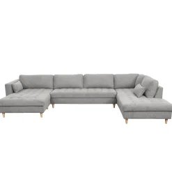 Best Nimara Brandy - venstrevendt u-sofa i grå med chaiselong -  L: 366 x D: 211 x H: 80 cm