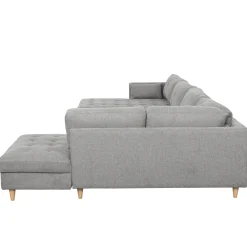 Best Nimara Brandy - venstrevendt u-sofa i grå med chaiselong -  L: 366 x D: 211 x H: 80 cm