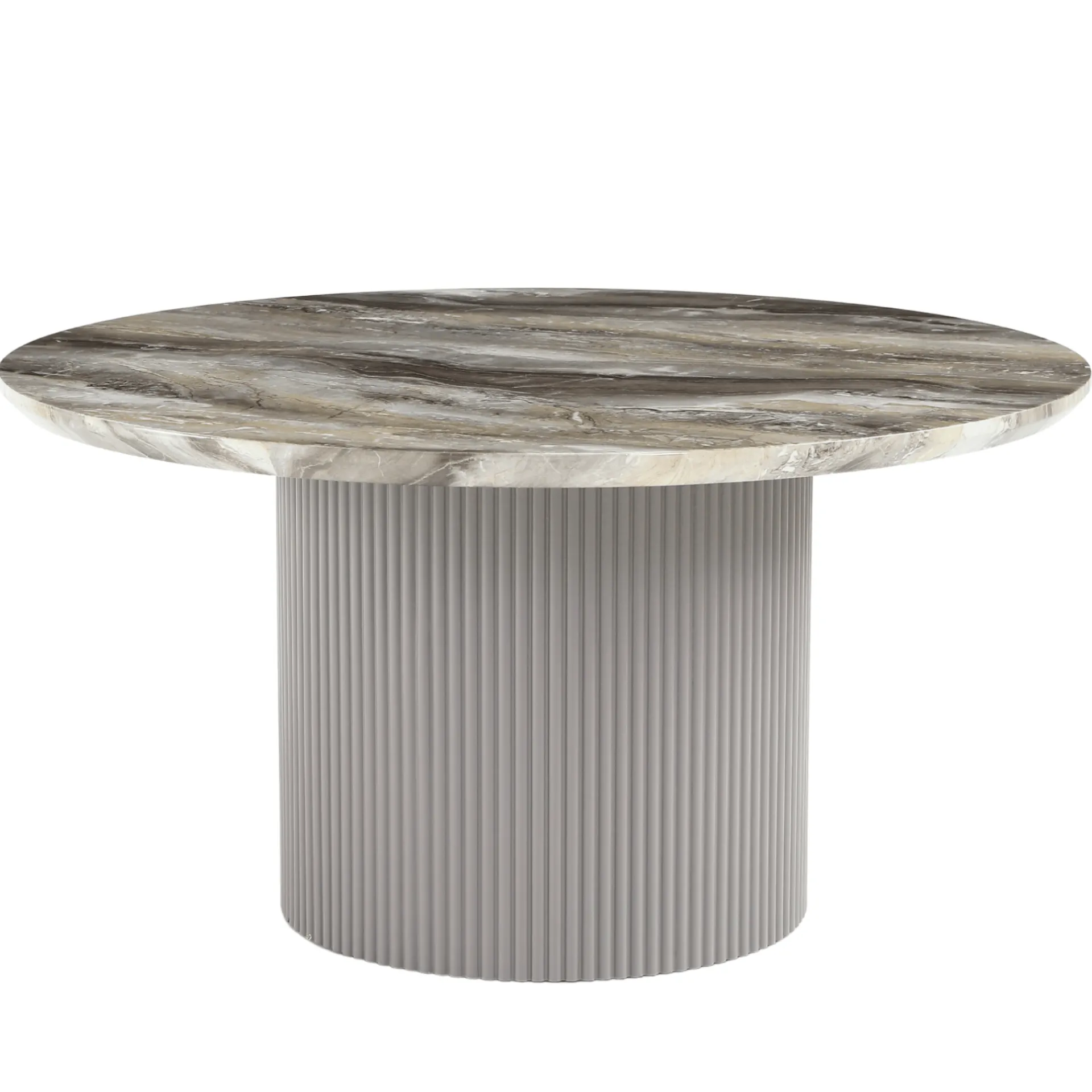 Best Nimara Carisma rundt sofabord beige marmorlook med søjleben Ø80 cm