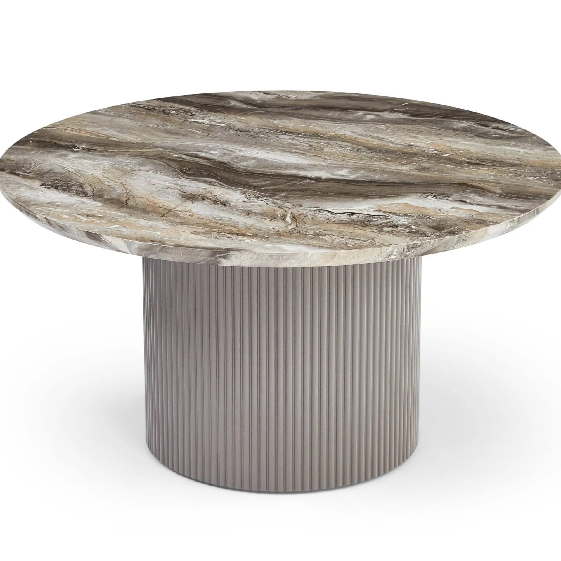 Best Nimara Carisma rundt sofabord beige marmorlook med søjleben Ø80 cm