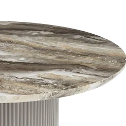 Best Nimara Carisma rundt sofabord beige marmorlook med søjleben Ø80 cm