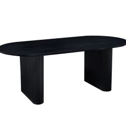 Clearance Nimara Carisma sort ovalt lamel spisebord 200 x 100 cm med søjleben