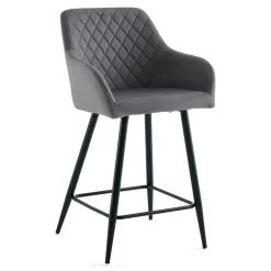 Hot Nimara Carlo - barstol grå velour med armlæn 65 cm