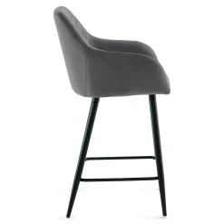 Hot Nimara Carlo - barstol grå velour med armlæn 65 cm
