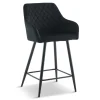 New Nimara Carlo - barstol sort velour med armlæn 65 cm