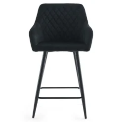 New Nimara Carlo - barstol sort velour med armlæn 65 cm