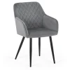 Discount Nimara Carlo spisebordsstol - Grå velour med armlæn