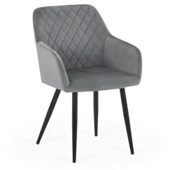 Discount Nimara Carlo spisebordsstol - Grå velour med armlæn