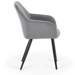 Discount Nimara Carlo spisebordsstol - Grå velour med armlæn