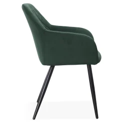 Sale Nimara Carlo spisebordsstol - Grøn velour med armlæn