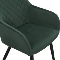 Sale Nimara Carlo spisebordsstol - Grøn velour med armlæn