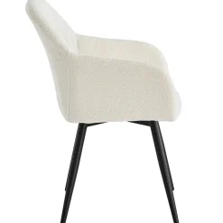 Best Nimara Carlo spisebordsstol - Hvid boucle polstret med armlæn