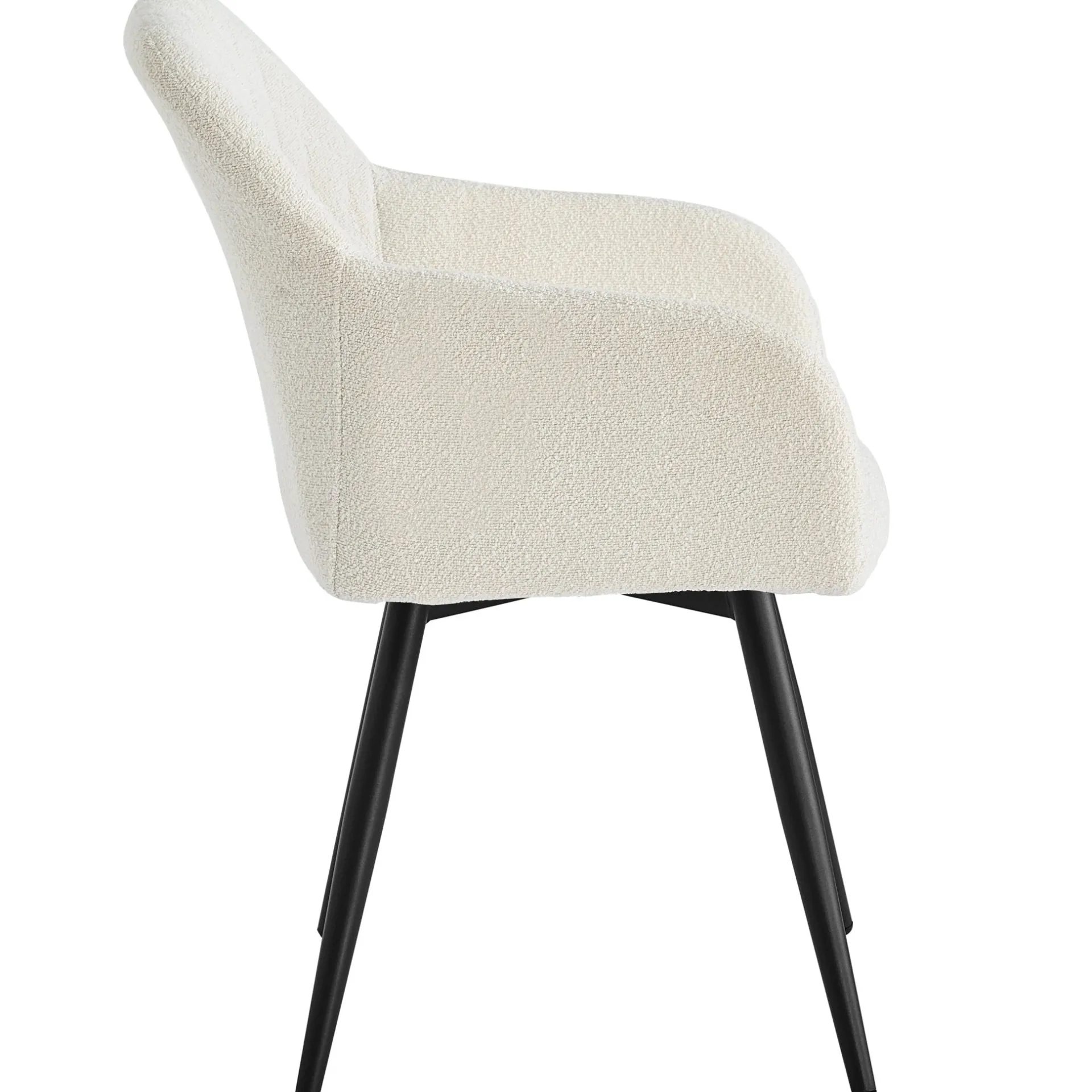 Best Nimara Carlo spisebordsstol - Hvid boucle polstret med armlæn