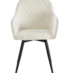 Best Nimara Carlo spisebordsstol - Hvid boucle polstret med armlæn