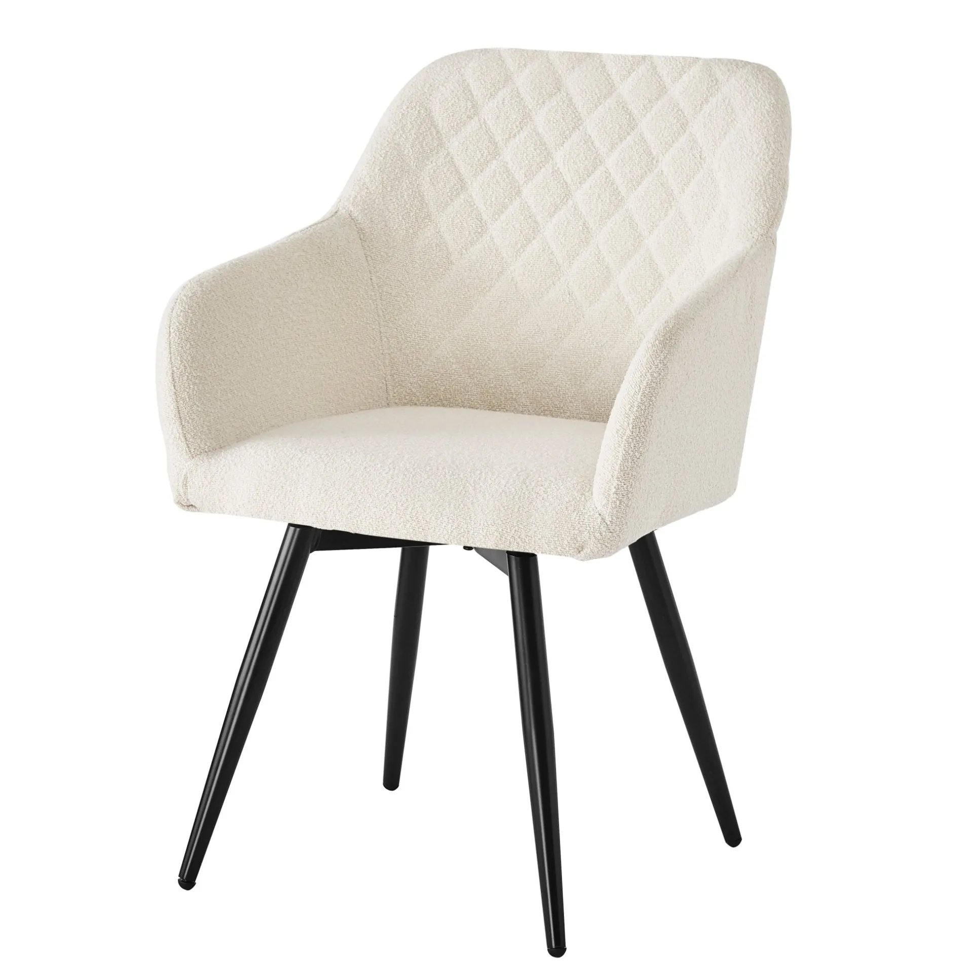 Best Nimara Carlo spisebordsstol - Hvid boucle polstret med armlæn