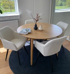 Best Nimara Carlo spisebordsstol -  Hvid boucle med drejefunktion 360 grader