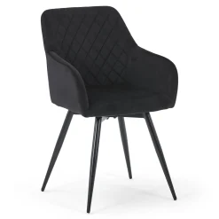 Outlet Nimara Carlo spisebordsstol - Sort velour med drejefunktion 360 grader