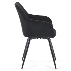 Outlet Nimara Carlo spisebordsstol - Sort velour med drejefunktion 360 grader