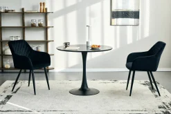 Online Nimara Carlo spisebordsstol - Sort velour med armlæn