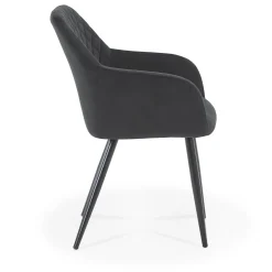 Online Nimara Carlo spisebordsstol - Sort velour med armlæn