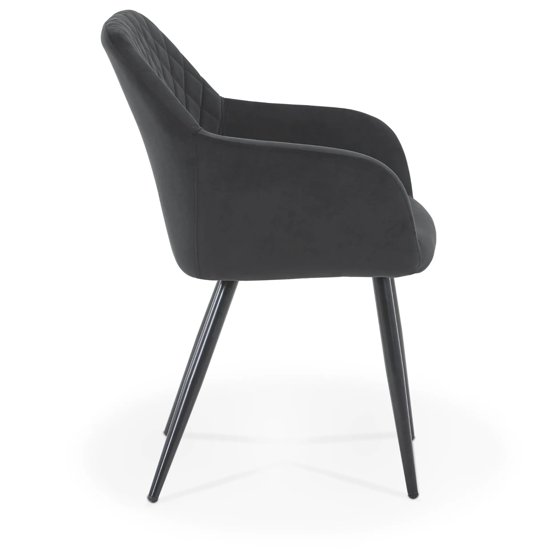 Online Nimara Carlo spisebordsstol - Sort velour med armlæn