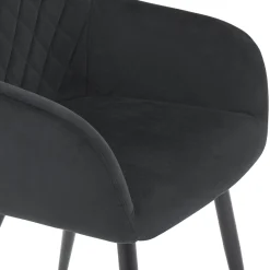 Online Nimara Carlo spisebordsstol - Sort velour med armlæn