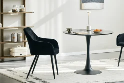 Online Nimara Carlo spisebordsstol - Sort velour med armlæn