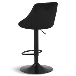 Best Nimara Cassie - Sort justerbar barstol i velour med drejefunktion 360 grader