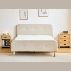 Clearance Nimara Christian seng i beige 180x200 cm inkl. sengelameller og madrasser