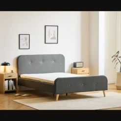 New Nimara Christian seng i grå 90x200 cm inkl. sengelameller og madrasser