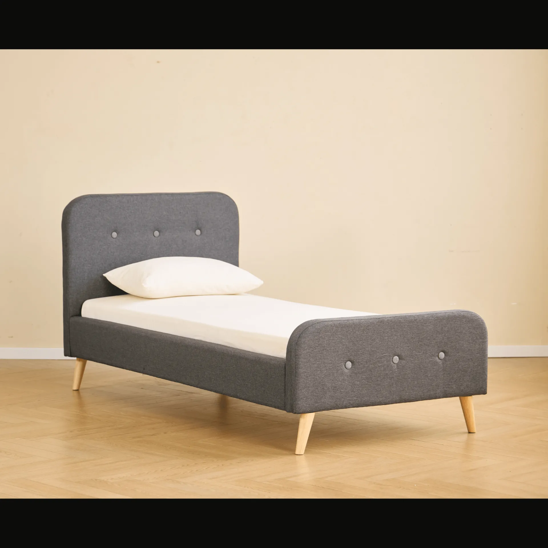 Online Nimara Christian sengeramme i grå 90x200 cm ekskl. sengelameller og madrasser