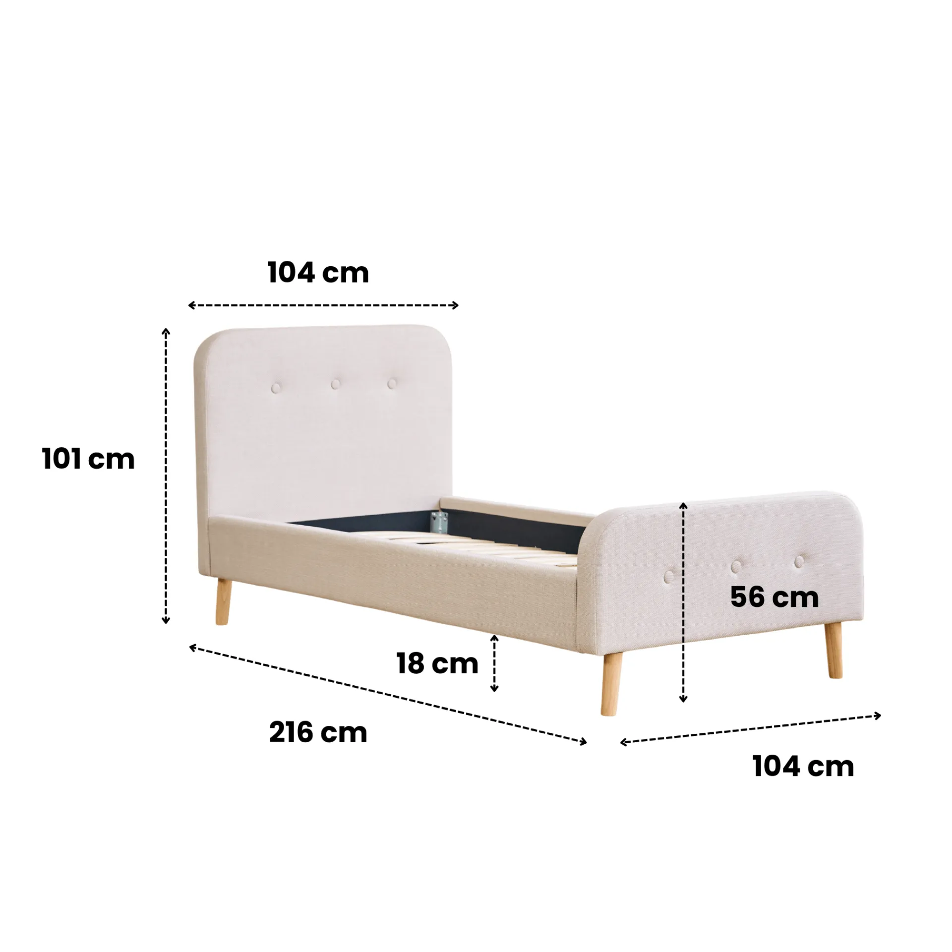 Online Nimara Christian sengeramme i grå 90x200 cm ekskl. sengelameller og madrasser