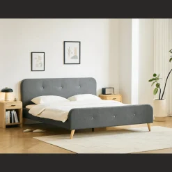 Hot Nimara Christian sengeramme i grå 180x200 cm ekskl. sengelameller og madrasser