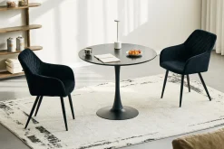Best Nimara Diego rundt spisebord i sort med trompetfod Ø90 cm