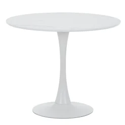 Outlet Nimara Diego spisebord i hvid marmor look Ø90