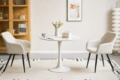 Outlet Nimara Diego spisebord i hvid marmor look Ø90