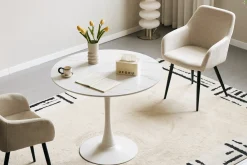 Outlet Nimara Diego spisebord i hvid marmor look Ø90