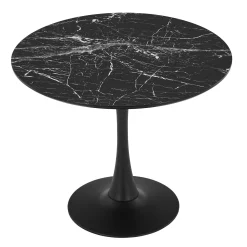 Nimara Diego spisebord sort marmor look Ø90
