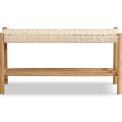 Discount Nimara Elias bænk i eg med flet sæde 90x35x45 cm