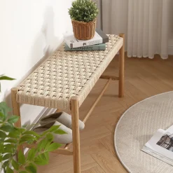 Discount Nimara Elias bænk i eg med flet sæde 90x35x45 cm