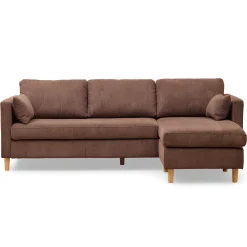 Sale Nimara Ellis - Højrevendt og venstrevendt vendbar chaiselong sofa brun fløjl - L: 215 x D: 82 x H: 78 cm