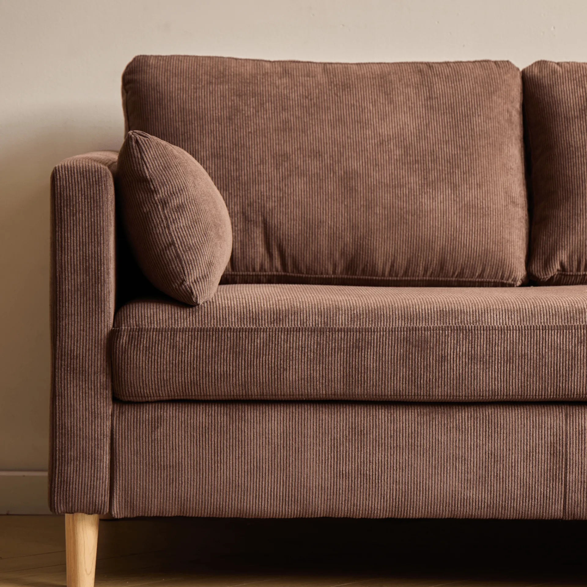 Sale Nimara Ellis - Højrevendt og venstrevendt vendbar chaiselong sofa brun fløjl - L: 215 x D: 82 x H: 78 cm