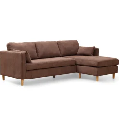 Sale Nimara Ellis - Højrevendt og venstrevendt vendbar chaiselong sofa brun fløjl - L: 215 x D: 82 x H: 78 cm
