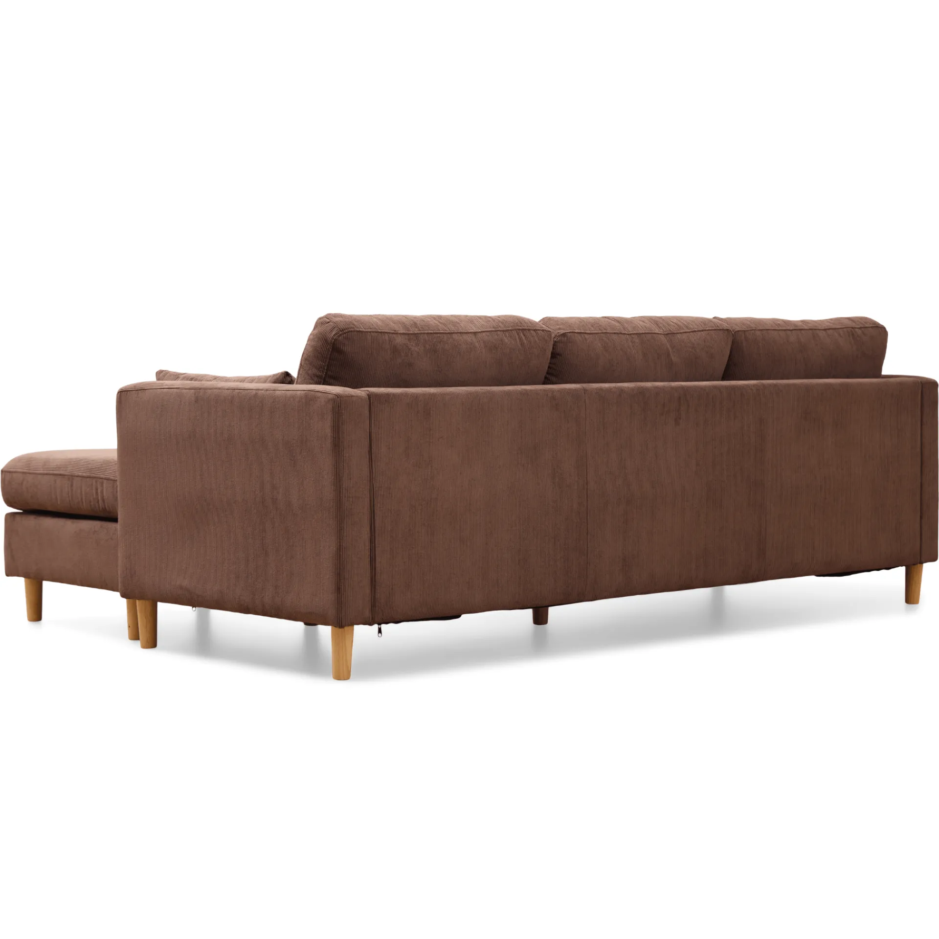 Sale Nimara Ellis - Højrevendt og venstrevendt vendbar chaiselong sofa brun fløjl - L: 215 x D: 82 x H: 78 cm