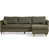 Hot Nimara Ellis - Højrevendt og venstrevendt vendbar chaiselong sofa grøn fløjl - L: 215 x D: 82 x H: 78 cm