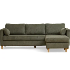 Hot Nimara Ellis - Højrevendt og venstrevendt vendbar chaiselong sofa grøn fløjl - L: 215 x D: 82 x H: 78 cm