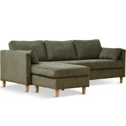 Hot Nimara Ellis - Højrevendt og venstrevendt vendbar chaiselong sofa grøn fløjl - L: 215 x D: 82 x H: 78 cm